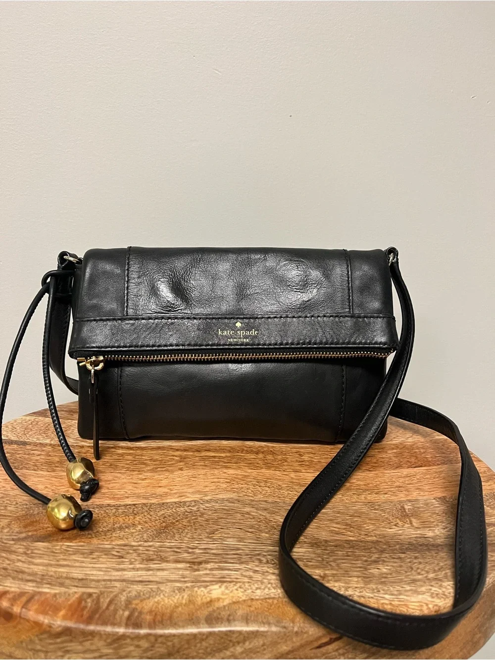 Kate Spade Fremont Place Julian Black Leather Fold-over Crossbody